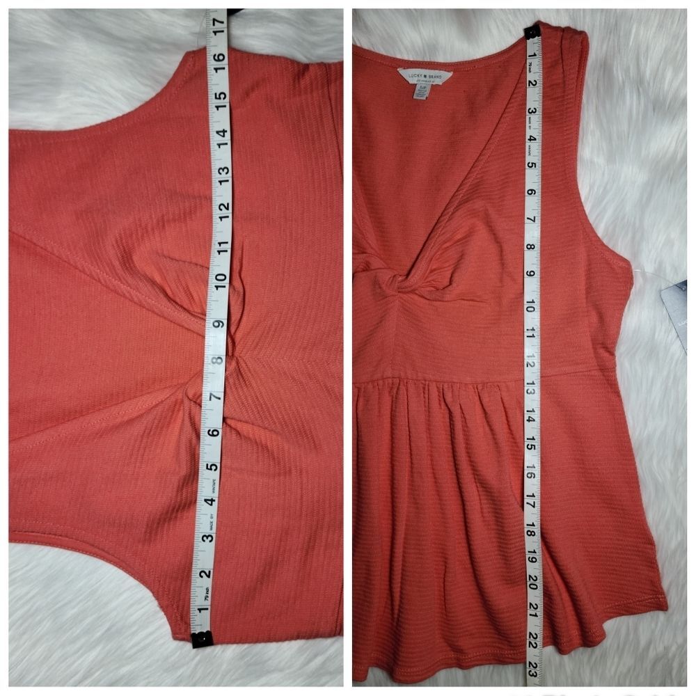 NWT|Lucky Brand Sleeveless Knot Front Peplum Top, SMALL - Picture 3 of 5